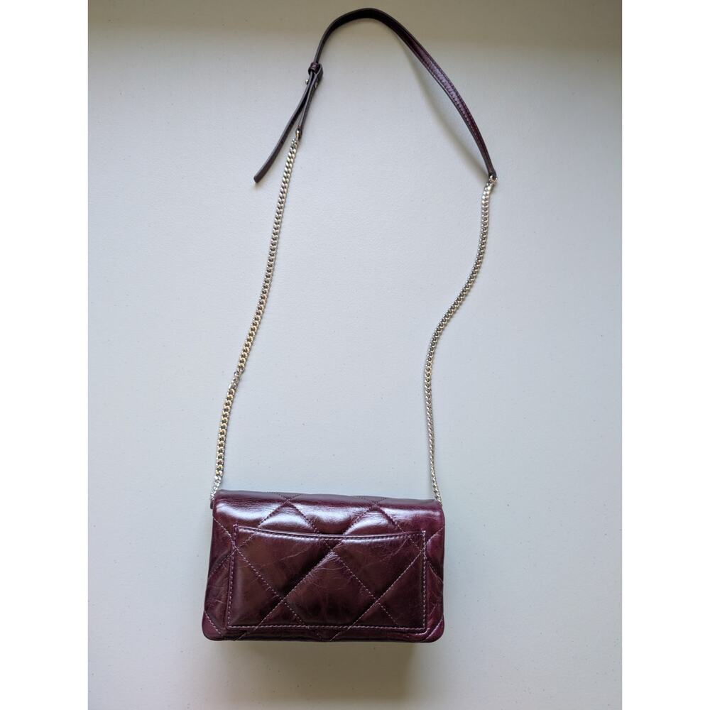 Tory Burch KIRA DIAMOND Quilt Distressed Crossbody Dark Carmine - Picture 4 of 16